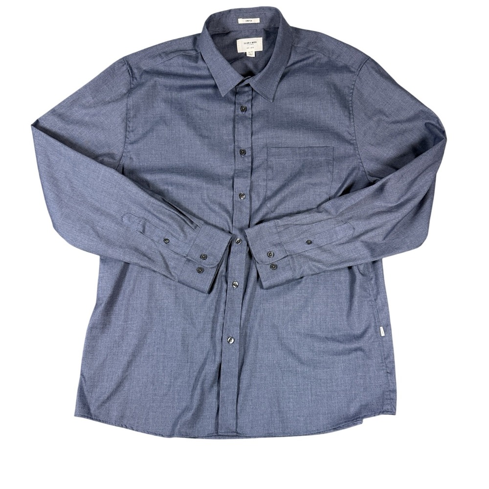 Julian & Mark Mens XL Blue Heather Stretch Long Sleeve Button Down Shirt